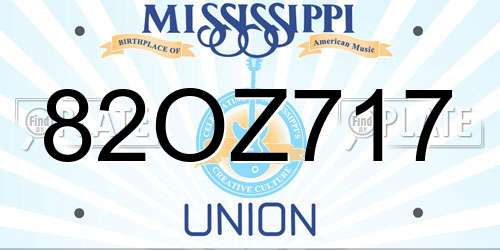 82OZ717 Mississippi License Plate