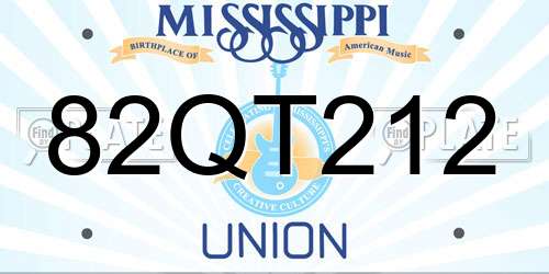 82QT212 Mississippi License Plate