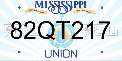 82QT217 Mississippi License Plate