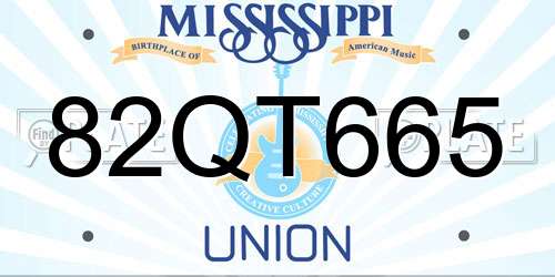 82QT665 Mississippi License Plate