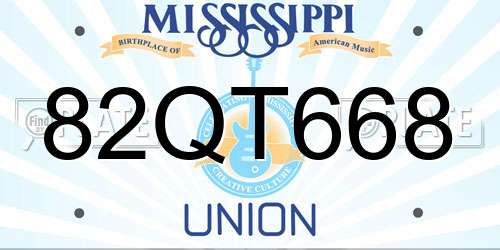 82QT668 Mississippi License Plate
