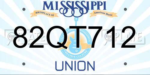 82QT712 Mississippi License Plate