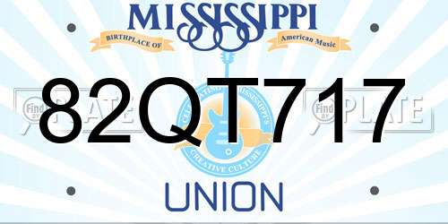82QT717 Mississippi License Plate