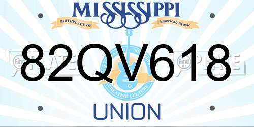 82QV618 Mississippi License Plate