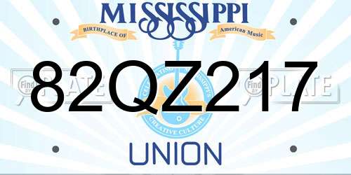 82QZ217 Mississippi License Plate