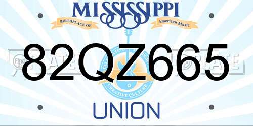 82QZ665 Mississippi License Plate