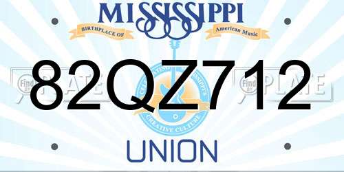 82QZ712 Mississippi License Plate