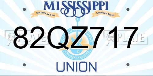 82QZ717 Mississippi License Plate