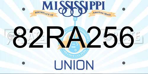 82RA256 Mississippi License Plate