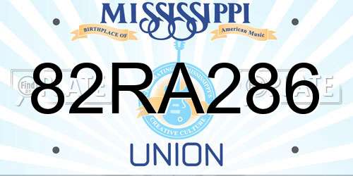 82RA286 Mississippi License Plate