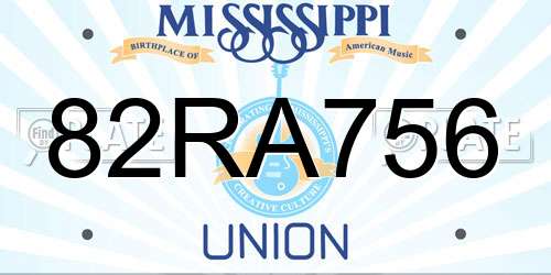 82RA756 Mississippi License Plate