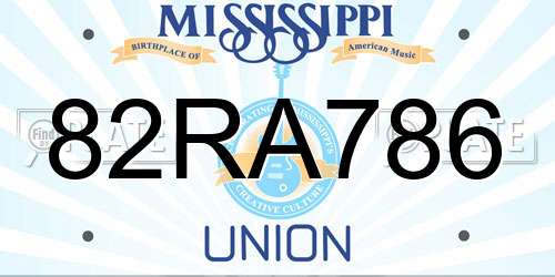 82RA786 Mississippi License Plate