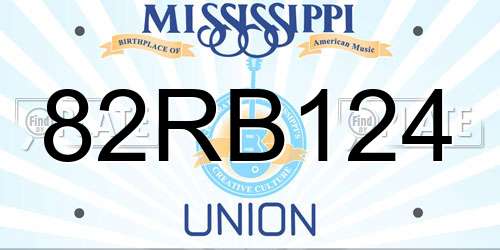 82RB124 Mississippi License Plate