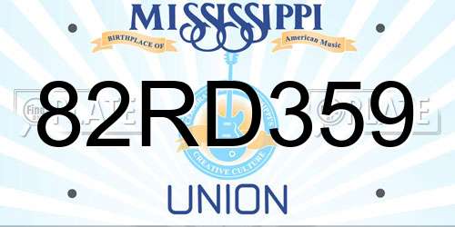 82RD359 Mississippi License Plate