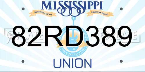 82RD389 Mississippi License Plate