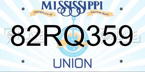 82RQ359 Mississippi License Plate