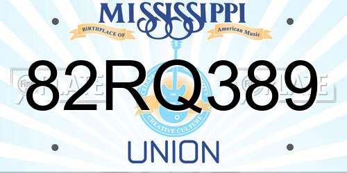 82RQ389 Mississippi License Plate