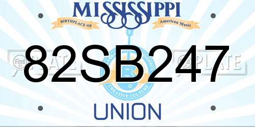 82SB247 Mississippi License Plate