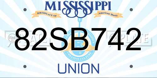 82SB742 Mississippi License Plate