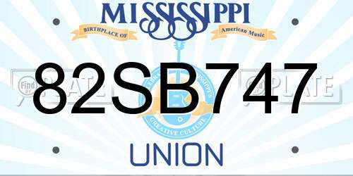 82SB747 Mississippi License Plate