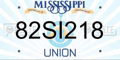 82SI218 Mississippi License Plate