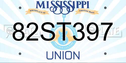 82ST397 Mississippi License Plate
