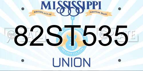 82ST535 Mississippi License Plate