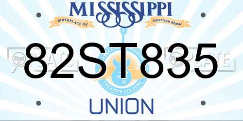 82ST835 Mississippi License Plate