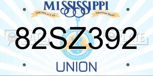 82SZ392 Mississippi License Plate