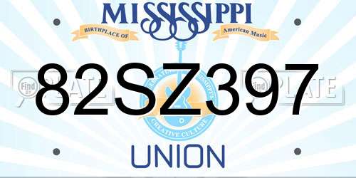 82SZ397 Mississippi License Plate