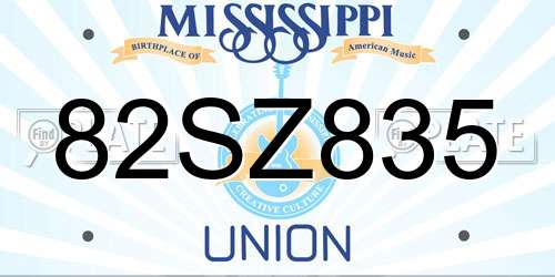82SZ835 Mississippi License Plate