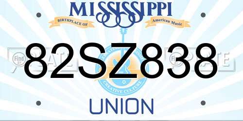 82SZ838 Mississippi License Plate