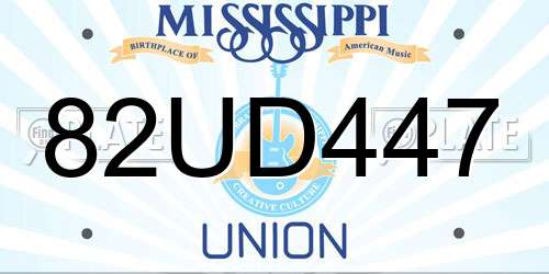 82UD447 Mississippi License Plate