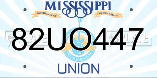 82UO447 Mississippi License Plate