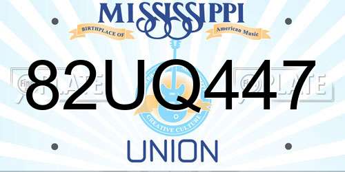 82UQ447 Mississippi License Plate
