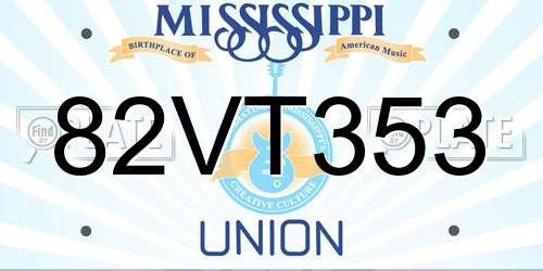 82VT353 Mississippi License Plate