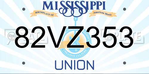 82VZ353 Mississippi License Plate