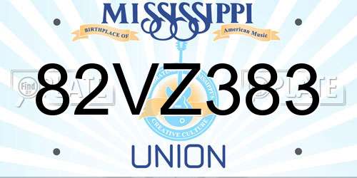 82VZ383 Mississippi License Plate