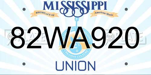 82WA920 Mississippi License Plate