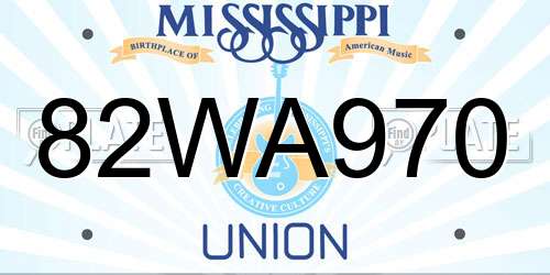 82WA970 Mississippi License Plate