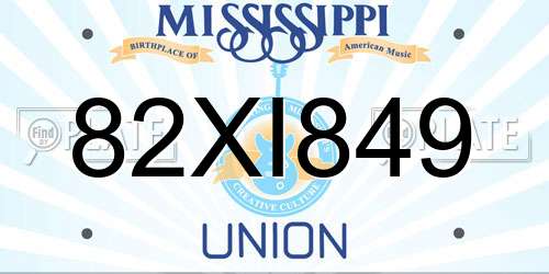 82XI849 Mississippi License Plate