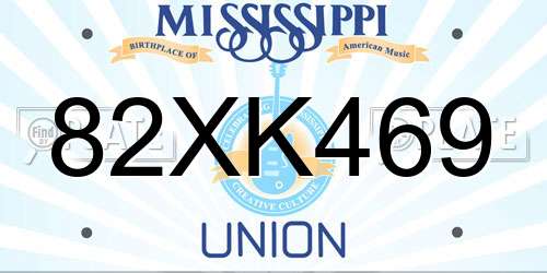 82XK469 Mississippi License Plate