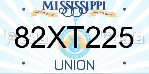 82XT225 Mississippi License Plate