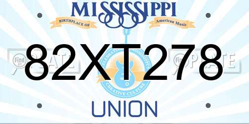 82XT278 Mississippi License Plate