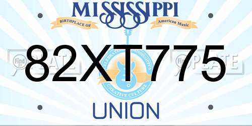 82XT775 Mississippi License Plate