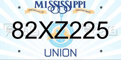 82XZ225 Mississippi License Plate