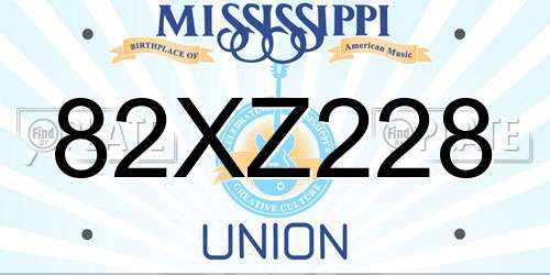 82XZ228 Mississippi License Plate