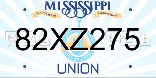 82XZ275 Mississippi License Plate