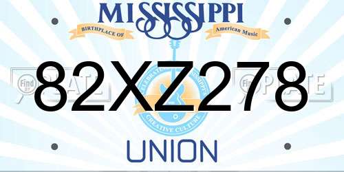 82XZ278 Mississippi License Plate