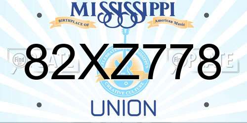 82XZ778 Mississippi License Plate
